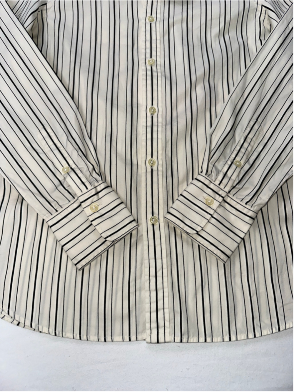 Ralph Lauren Women’s Black Ivory Stripe Cotton Puff Sleeve Button Down Shirt 10 - Picture 10 of 14